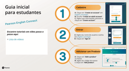 #PraCegoVer Imagem de capa da apresentação de powerpoint do Guia inicial Pearson English Connect para estudantes. A imagem é composta por um fundo bege e textos que compõe a apresentação.